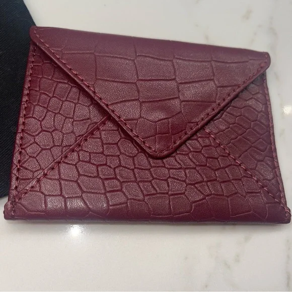 NWOT Rachel Miriam burgundy snakeskin genuine leather card holder - Picture 6 of 14